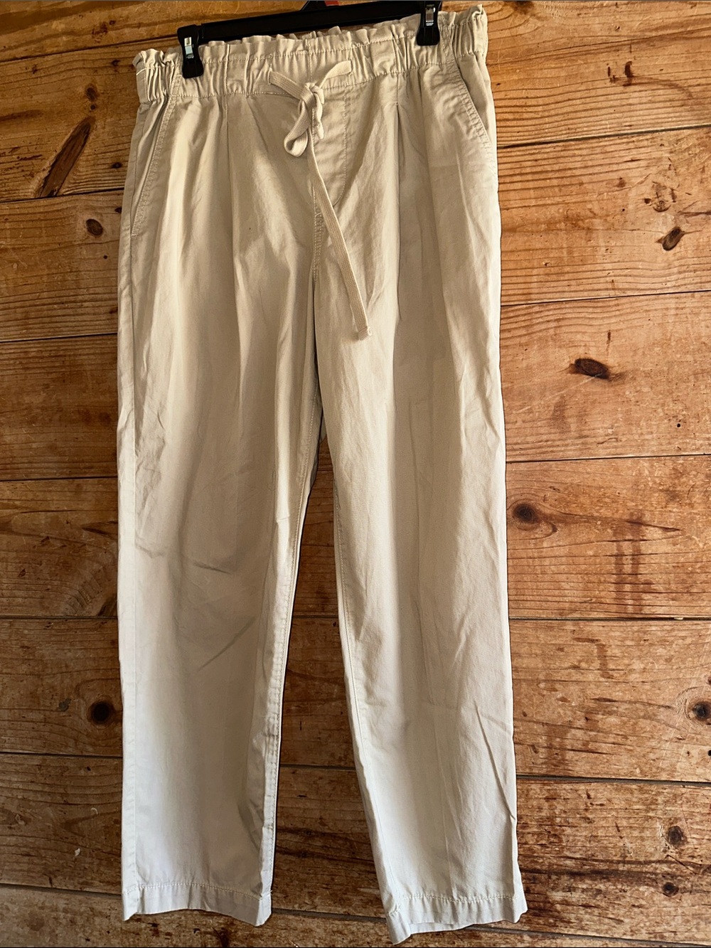 Loft Pleated Drawstring Beige Pants